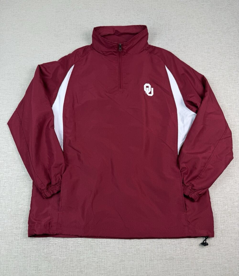 Oklahoma Sooners OU NCAA Men’s M Crimson 1/4 Zip Pullover Windbreaker Jacket
